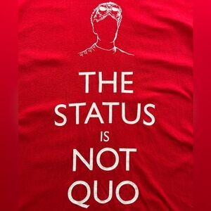 Doctor Horrible Red Graphic Tee. The Status Is Not Quo. Size Ladies XL